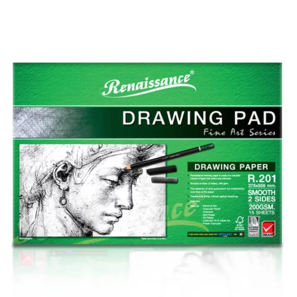 สมุดวาดเขียน เรนาซองซ์ DRAWING PAD R-201 200 แกรม 375X555 MM.