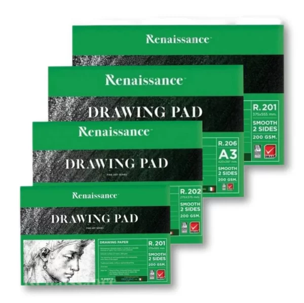 สมุดวาดเขียน เรนาซองซ์ DRAWING PAD R-201 200 แกรม 375X555 MM. - Image 2